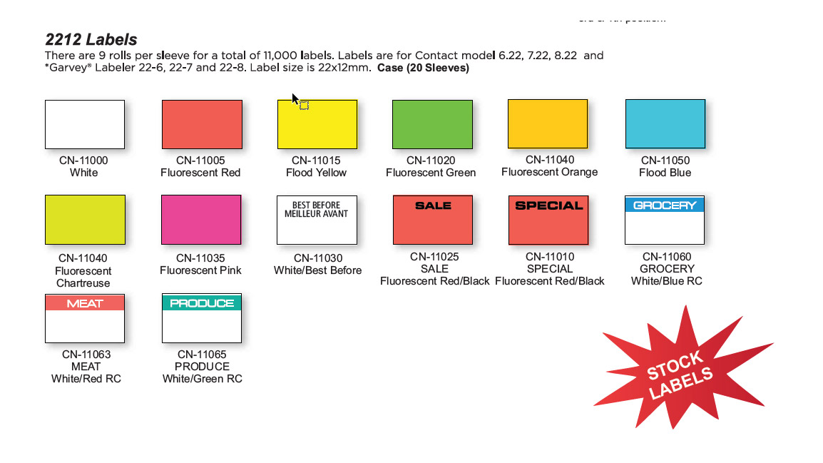 Garvey 22-6 Pricing Labels - 9 Rolls White 22x12mm Labels With Bonus Ink Roll